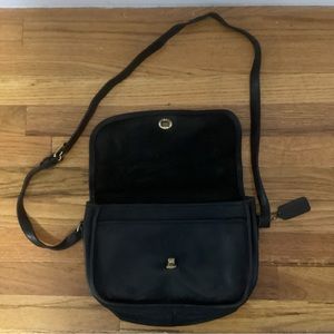 Vintage Black 100% Leather Crossbody Coach Bag
